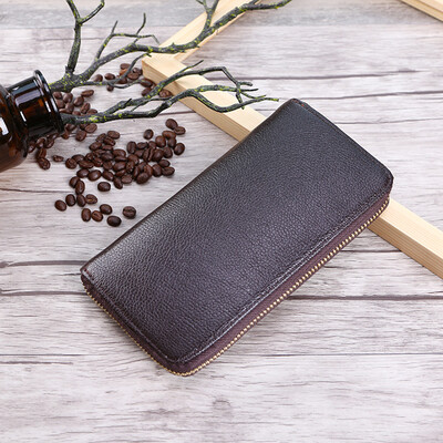 

Tailored Mens Lichee Pattern Zipper Business Leather Wallet Card Holder Wallet