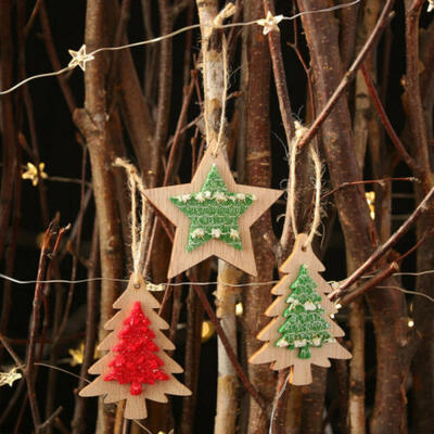 

Christmas Hanging Wooden Pendants Ornaments Kids Gift DIY Xmas Tree Decorations