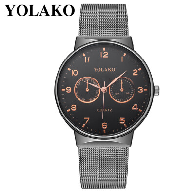 

Gobestart YOLAKO Mens Quartz Stainless Steel Band Newv Strap Watch Analog Wrist Watch