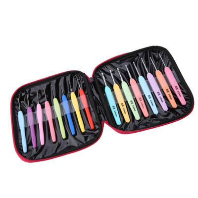 

Greensen 16 Pcs Multi-colored Crochet Hooks Set Aluminum Knitting Hooks Kit with Soft Handle