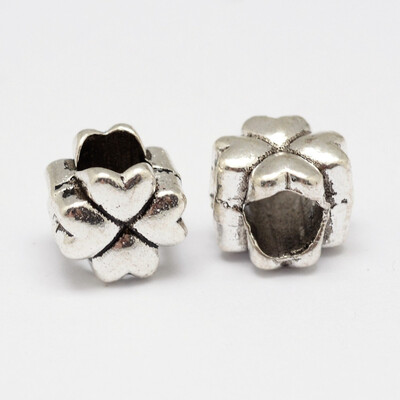 

Clover Alloy European Beads Large Hole Beads Antique Silver 10x8x8mm Hole 5mm