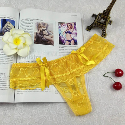 

Sexy lace bow transparent briefs for women intimates underwear panties string calcinha womens panties female thong lingerie2018
