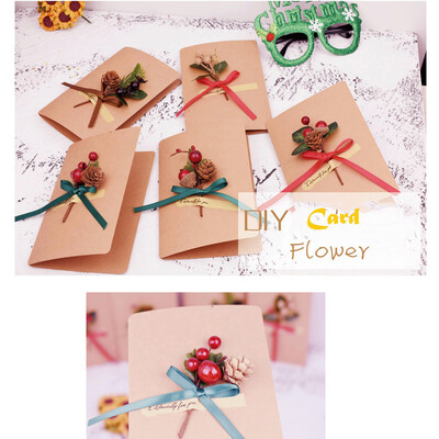 

Tailored Christmas Greeting Card DIY Set Chic Mini Artificial Flower Berries PineCone Cr