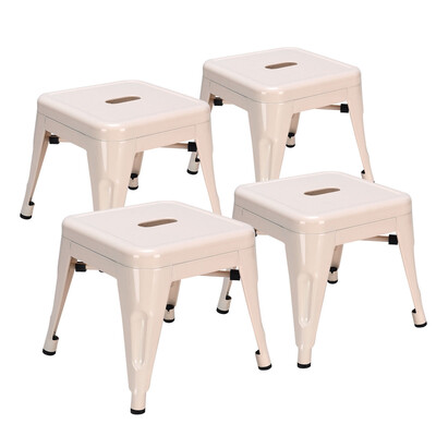 

Set of 4 Lightweight Stackable Metal Tolix Kids Stools-Natural