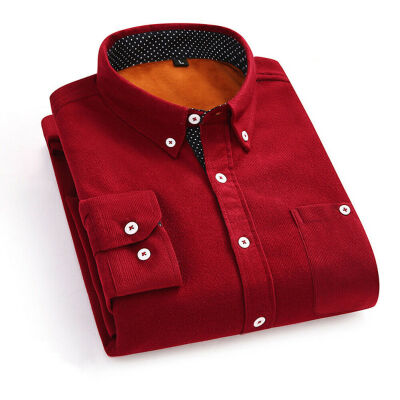 

Mens Winter Warm Corduroy Shirts Slim Button Plus Velvet Jacket Casual Outwear