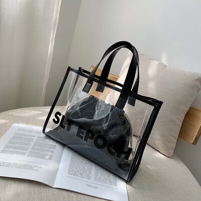 

Tailored Fashion Ladies Large-Capacity Transparent Letter Shoulder Bag Handbag Clutch