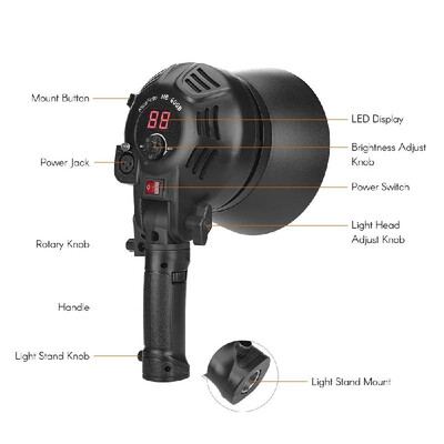 

NiceFoto HB-600B Handheld LED Video Light Photography Fill-in Lamp 5500K Adjustable Brightness 60W APP Remote Control with Recharg