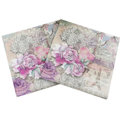 

Eiffel Tower Paper Napkins Rose Festive Party Tissue Floral Decoration Guardanapo 33cm33cm 20pcspacklot