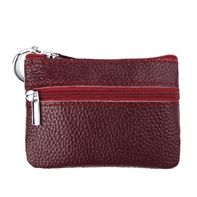 

Genuine Leather Zipper Mini Coin Storage Purse Small Card Key Ring Wallet Change Holder Pouch