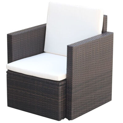 

Garden Chair with Cushions&Pillows Poly Rattan Brown