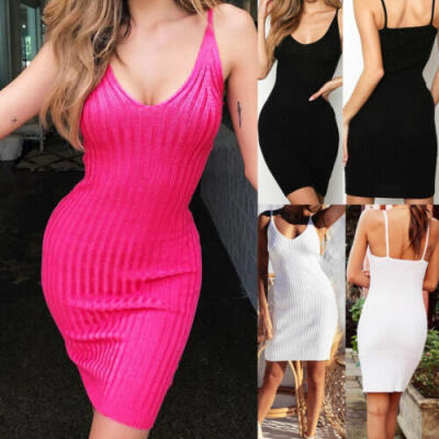 

Women Summer Sleeveless Bodycon Cotton Party Evening Cocktail Short Mini Dress Z