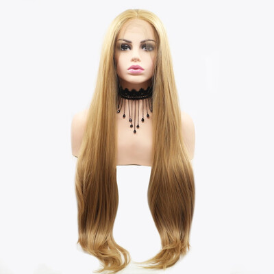

Amazing Star Lace Frontal Wigs Straight Blonde Hair Heat Resistant Hand Tied Lace Frontal Synthetic Hair Wigs