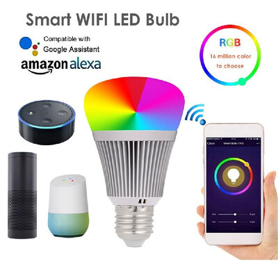 

2187 Smart WIFI LED Bulb WIFI Light RGB Multicolor LED Bulb 7W E2627 Dimmable Light Phone Remote Control Compatible with Alexa Go