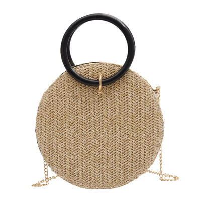 

Top-handle Bags Shoulder Handbags Women Straw Round Chain Crossbody Packs