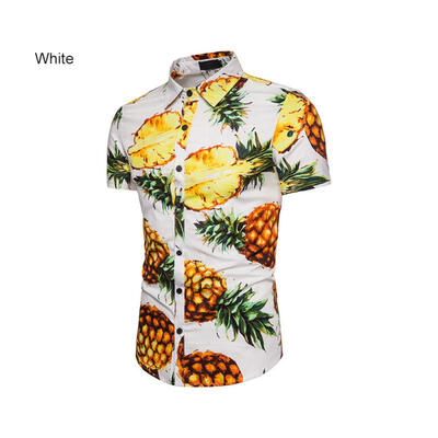 

DC01 Fashion Summer Pineapple Pattern Printing Loose Mens Short Sleeve Shirt Casual Male Beach Shirt