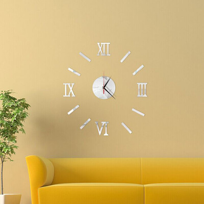 

Gobestart Retro Clock Creative 3D Home DIY Mirror Wall Clock Home Decoration
