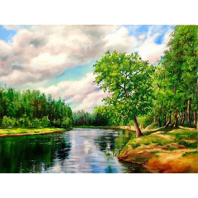 

Diamond Painting Full Square Scenic Diamond Embroidery Cross Stitch Tree Diamond Mosaic Landscape Rhinestones Resin Drill