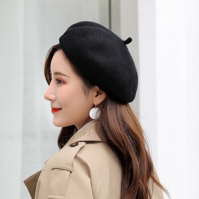 

Retro Top Headwear Woollen cloth French Bohemian Beret