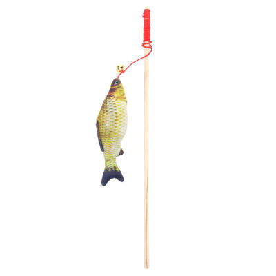 

Wood Tease Rod Cat Sticks Plush Stuffed Fish Pet Cat Toys with Catnip Bell
