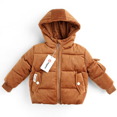 

Winter Kids Warm Hooded Cotton Coat Smile Flocking Letters Down Outerwear