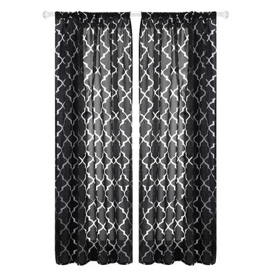 

Lantern Cut Flower Bubble Print Window Blinds Drapes Half Blackout Curtains