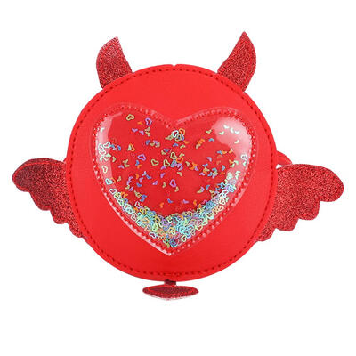 

Cute Glitter Clear Heart Shoulder Bag Leather Kid Girl Round Crossbody Bags