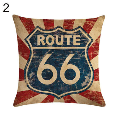 

Vintage Route 66 Linen Pillow Case Soft Cushion Cover Sofa Home Office Decor
