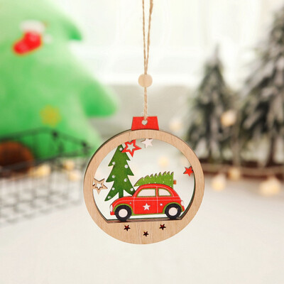 

Tailored Christmas Tree Wooden Round Pendant Color Wooden Car Christmas Ornaments