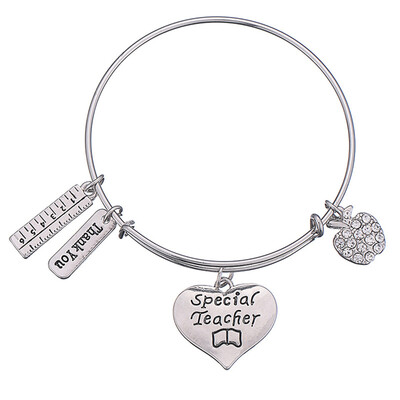 

Teachers Leather Bracelet Teacher Jewelry Gift Teacher Charm Adjustable Bracelet