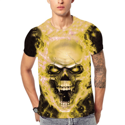 

Toponeto Mens 3D Summer Casual T-shirt Skull Printing Sport Breathable Top Blouse