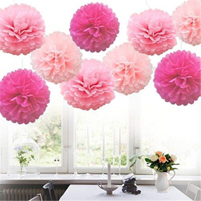 

〖Follure〗9pcs Tissue Paper Pompoms Flower Balls Fluffy Christmas Wedding Party Decoration