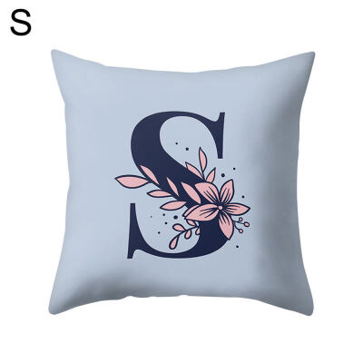 

Modern Capital Letter Flower Pillow Case Waist Throw Cushion Cover Home Decor