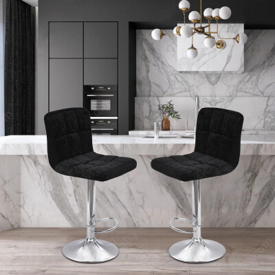 

Gobestart 2PC Modern Home Bar With Snowflake Velvet Bar Chair Seat Plating Foot