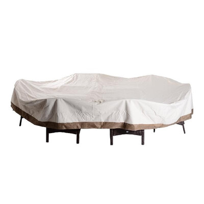 

130" Lx 84"W x 23"H 7 Piece Waterproof Outdoor Dining Table Furniture Cover -BeigeCoffee