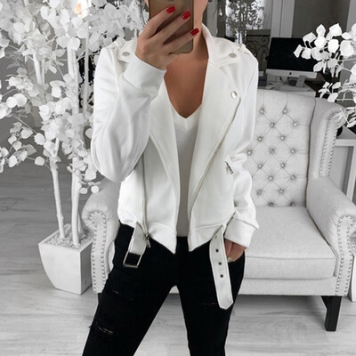 

Plus Size Womens Long Sleeve Lapel Zip Up Jacket Coat Overcoat Motorcycle Blazer