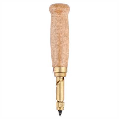 

Auto Hole Punch Leather Stitching ToolWooden Handle screw Auto Hole Punch Leather DIY Hand Craft Stitching Tool with 15-4mm Tips