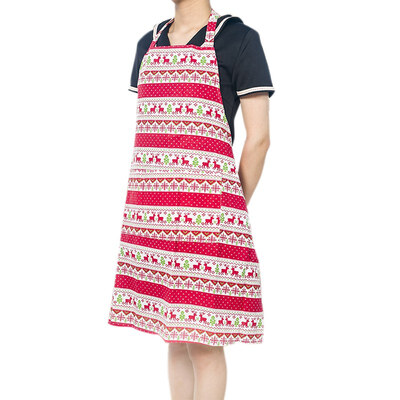 

Nordic Style Linen Apron Christmas Tree Deer Printing Brief Adult Kitchen Baking Cooking Accessories Bib Aprons