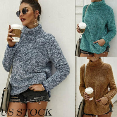 

US Women Winter Warm Turtleneck Coat Fleece Fur Jacket Outerwear Sweater Hoodies