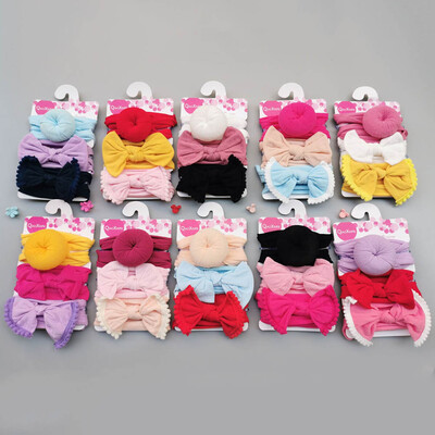 

3PcsSet Newborn Baby Girl Bow Headband Ribbon Elastic Headdress Kids Hair Band