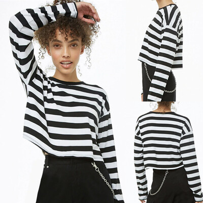 

Starmoon Women Casual StripeRound Neck Long Sleeve Tie Top Shirt Blouse Sweatshirt