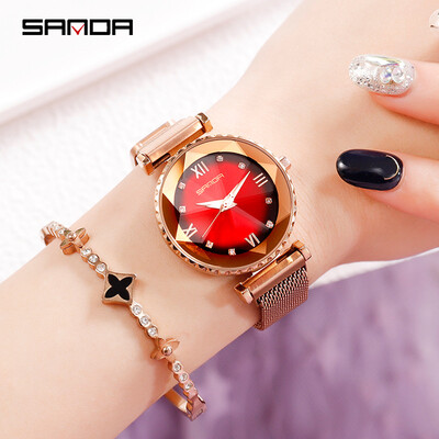 

Luxury Rose Gold Women Watches Fashion Brand Diamond Ladies Quartz Clock Magnet Mesh Female Wristwatch Relogio Feminino Gift New