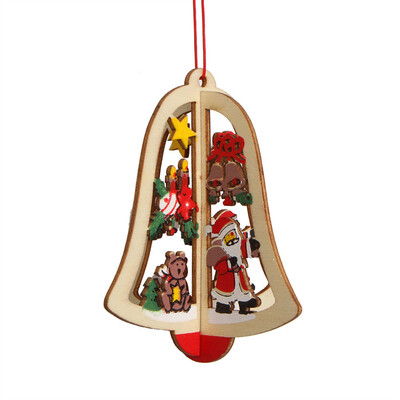 

〖Follure〗1PC New Christmas Tree Ornaments Hanging Xmas Tree Party Decor 3D Wooden Pendant