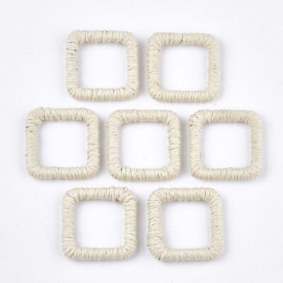 

Handmade Woven Linking Rings Paper Imitation Raffia Covered with Plastic Square AntiqueWhite 3637x3637x58mm Inner Measure