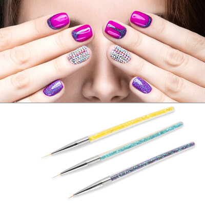 

3pcs Professional Nail Art Liner Drawing Sequins Design Pen Three Color Handle Manicure Nail Painting Pen Nail Painting Brush