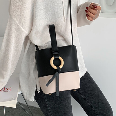 

Net red bucket bag female 2019 new Korean version of the simple wild shoulder bag chic fashion retro Messenger bag