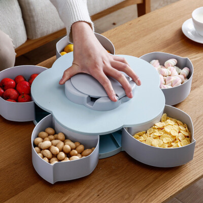 

Gobestart Creative Flower Candy Box Plum Blossom Rotating Fruit Bowl With Mobile Phone Holder Dried Fruit Box
