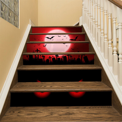 

Toponeto Halloween 3D Sticker Crow Tombstone Staircase Sticker Waterproof Wall Sticker