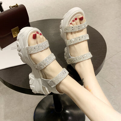 

Muffin sandals girl summer thick bottom Diamond Fairy wind with INS tide student Roman shoes