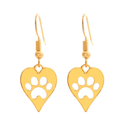 

Cute Love Heart Cat Dog Paw Print Animal Lovers Women Boucle Earrings Gift New