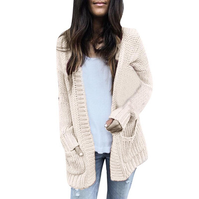 

Toponeto Women Calsual Long Sleeve Solid Sweater Cardigan Coat With Pockets